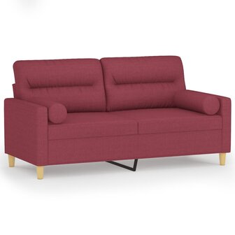 Tweezitsbank met sierkussens 140 cm stof wijnrood 2