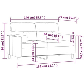 Tweezitsbank met sierkussens 140 cm stof wijnrood 8