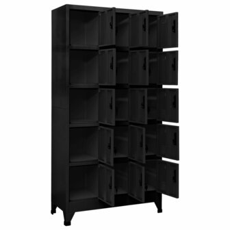 Lockerkast 90x40x180 cm staal zwart 3