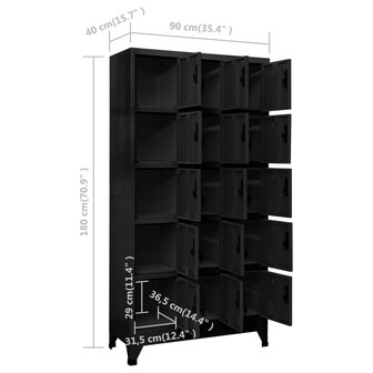 Lockerkast 90x40x180 cm staal zwart 8