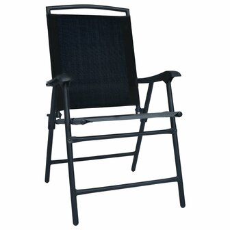 Tuinstoelen inklapbaar 2 st textileen zwart 2