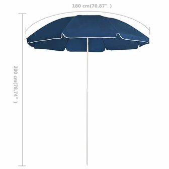 Parasol met stalen paal 180 cm blauw 5