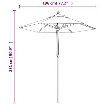 Parasol met houten paal 196x231 cm zwart 8