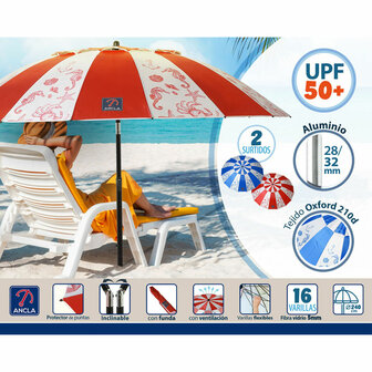 Strandparasol &Oslash; 240 cm SPF50+ Navy 2