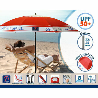 Strandparasol Rood &Oslash; 200 cm SPF50+ Anker 3