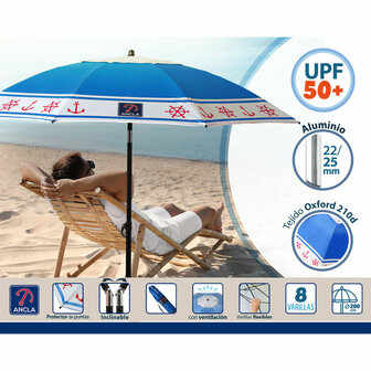 Strandparasol Blauw &Oslash; 200 cm SPF50+ Anker 3