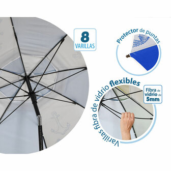 Strandparasol Blauw &Oslash; 180 cm SPF50+ Navy 4
