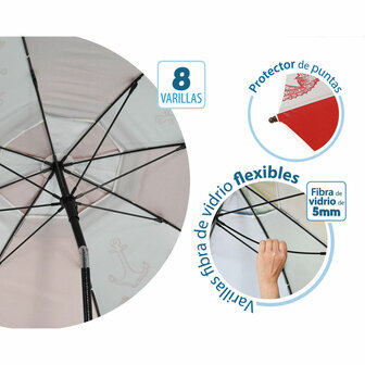 Strandparasol Rood &Oslash; 200 cm SPF50+ Navy 4