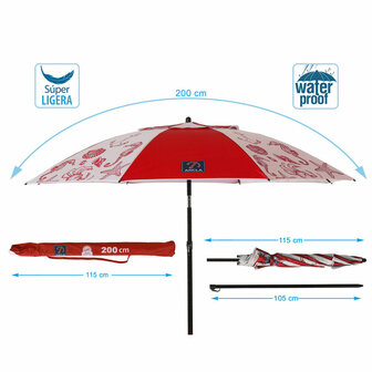 Strandparasol Rood &Oslash; 200 cm SPF50+ Navy 5