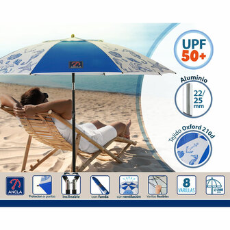 Strandparasol Blauw &Oslash; 200 cm SPF50+ Navy 3