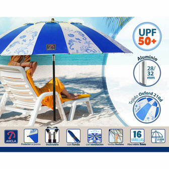 Strandparasol Blauw &Oslash; 220 cm SPF50+ Navy 3
