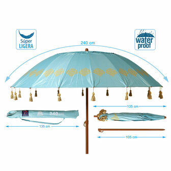 Strandparasol Blauw &Oslash; 240 cm SPF50+ 5