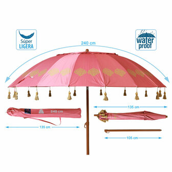 Strandparasol Koraal &Oslash; 240 cm SPF50+ 5
