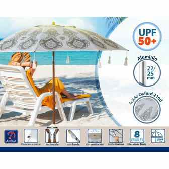 Strandparasol Wit &Oslash; 180 cm SPF50+ Boho 3