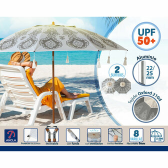 Strandparasol Wit &Oslash; 200 cm SPF50+ Boho 3