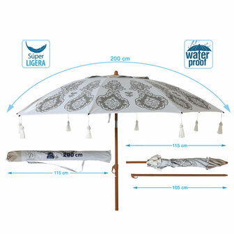 Strandparasol Wit &Oslash; 200 cm SPF50+ Boho 5