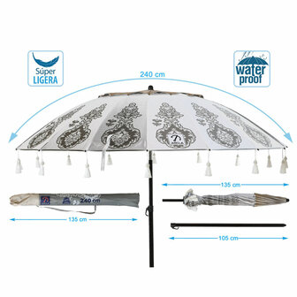 Strandparasol Wit &Oslash; 240 cm SPF50+ Boho 5