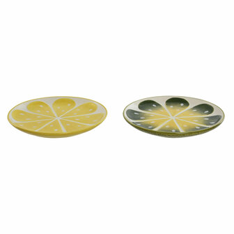 Dinerbord Home ESPRIT Geel Groen Keramiek Citroen 22,5 x 22,5 x 2,5 cm (2 Stuks) 1