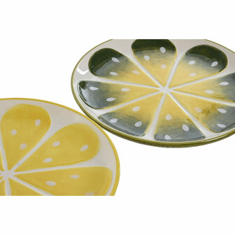 Dinerbord Home ESPRIT Geel Groen Keramiek Citroen 22,5 x 22,5 x 2,5 cm (2 Stuks) 3
