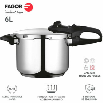 Snelkookpan Fagor DUO Roestvrij staal 18/10 4 L 6 L 6