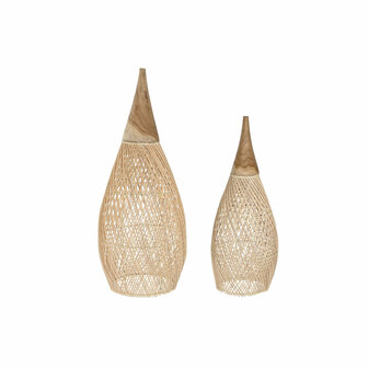 Lampenkap Home ESPRIT Natuurlijk Bamboe Teakhout 35 x 35 x 85 cm (2 Stuks) 1