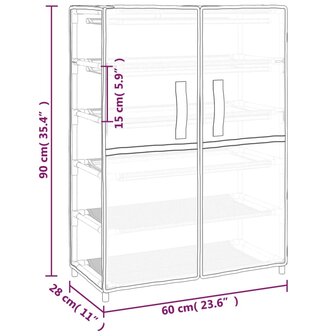 Schoenenkast 60x28x90 cm stof grijs 8