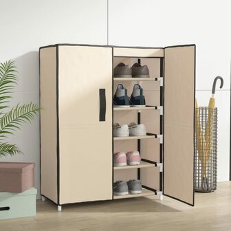 Schoenenkast 60x28x90 cm stof cr&egrave;mekleurig 1