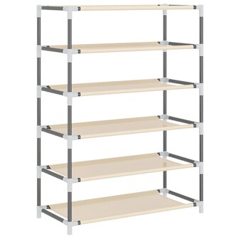 Schoenenkast 60x28x90 cm stof cr&egrave;mekleurig 6
