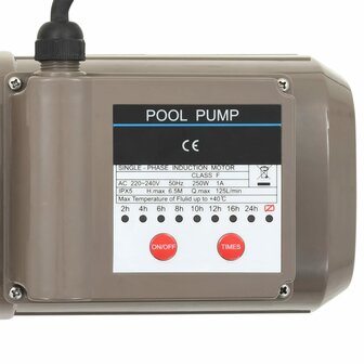 Zwembadpomp met timer 0,25 pk 8000 L/u zwart 9