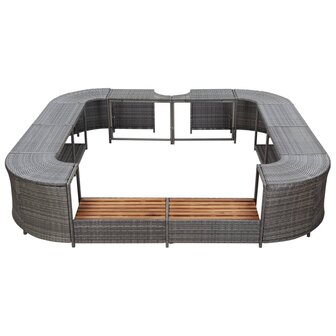 Spa-ombouw vierkant 268x268x55 cm poly rattan grijs 3