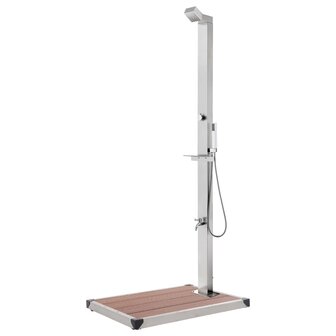Buitendouche met bruine basis 225 cm roestvrij staal 1