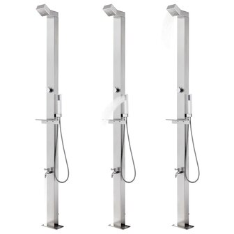 Buitendouche met bruine basis 225 cm roestvrij staal 2