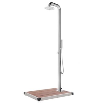 Buitendouche met bruine basis 230 cm roestvrij staal 1