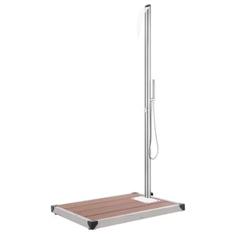 Buitendouche met bruine basis 225 cm roestvrij staal 1