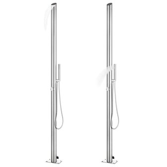Buitendouche met bruine basis 225 cm roestvrij staal 2