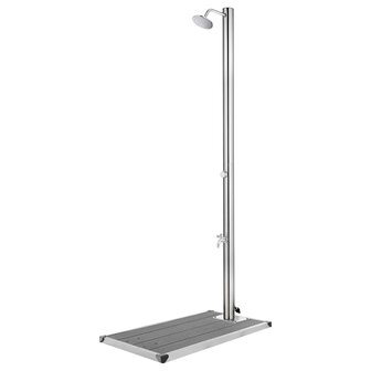 Buitendouche met grijze basis 220 cm roestvrij staal 1