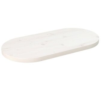 Tafelblad ovaal 60x30x2,5 cm massief grenenhout wit 1