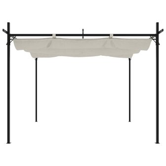 Pergola met uitschuifbaar dak 295x292x230 cr&egrave;mekleurig 3