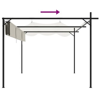Pergola met uitschuifbaar dak 295x292x230 cr&egrave;mekleurig 6