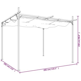 Pergola met uitschuifbaar dak 295x292x230 taupe 8