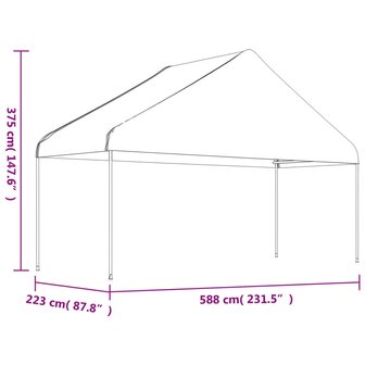 Prieel met dak 4,46x5,88x3,75 m polyetheen wit 6