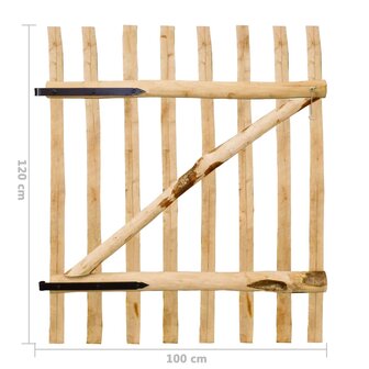Poort enkel 100x120 cm hazelaarhout 6