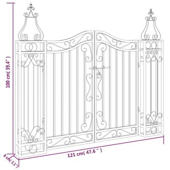 Poort 121x8x100 cm smeedijzer zwart  6