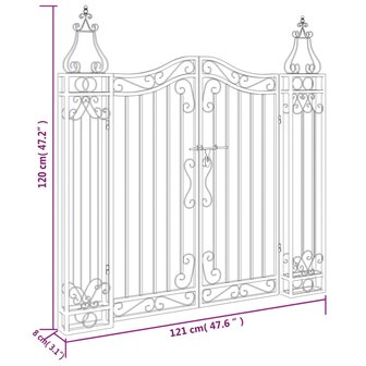 Poort 121x8x120 cm smeedijzer zwart  6
