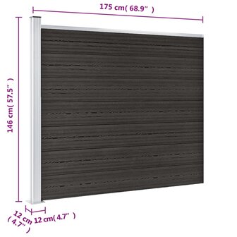 Schuttingpaneel 175x146 cm HKC grijs 9