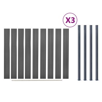 Schuttingpaneelset 526x186 cm HKC grijs 8