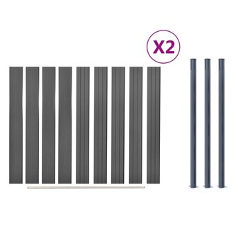 Schuttingpaneelset 353x186 cm HKC grijs 8