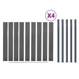 Schuttingpaneelset 699x186 cm HKC grijs 8