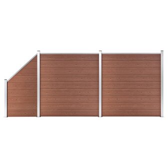 Schuttingset 2 vierkant en 1 schuin 446x186 cm HKC bruin 1