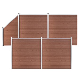 Schuttingset 4 vierkant en 1 schuin 792x186 cm HKC bruin 1
